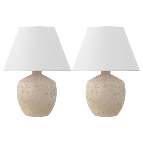 CXYWBD Inch Minimalist Resin/Iron LED Table Lamp Set of 2 Bedroom, Room, Office, College, Nightstand Decoration Suitable for bedrooms, Living Rooms, Offices, Book(Cream)