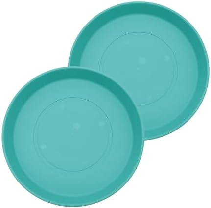 The HC Companies 10.5 Inch Prima Round Plant Saucer, Lightweight UV-Resistant Plastic Outdoor & Indoor Flower Pot Tray, 2-Pack Plant Pot Trays for Garden & Home Decor, Dusty Teal