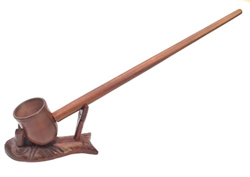 Matchpipe 11 Inch Long- Handcrafted Churchwarden Style Pearwood Extra Long Stem Tobacco Pipe - Stand Not Included #TOP4