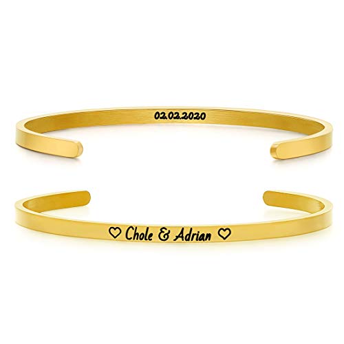 Women's Cuff Bangle Bracelet Inspirational Bracelets for Women,Stainless Steel Engraved Personalized Positive Mantra Quote Keep Going Cuff Bangle College Graduation Encouragement Gifts for Her