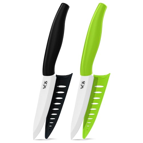 Vos Ceramic Paring Knife 4 Inch Zirconia Blade With Sheath Cover - Handle Fruit and Vegetables