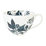 GENEVIEVE LETHU 536507 Tasse 22 cl Porcelaine - Gamme OMBRES BUCOLIQUES - Ø 12 cm H 8 cm - Coloris Blanc, décor Noir