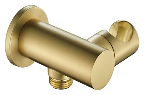 Soporte para cabezal de ducha ajustable de pared con codo de salida agua latón redondo 2