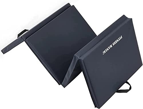 Fitness Maniac Heavy Duty Folding Mat Thick Foam Fitness Exercise Gymnastics Panel Gym Tri And Four Fold Mat Non Slip Mats With Carrying Handles Yoga Aerobics Workout Training (Black (Four Folding)) #TOP18