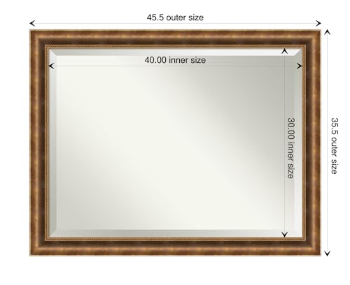 Amanti Art Bronze Wall Mirror 35x45 Manhattan Bronze Rectangle Bathroom Mirror for Wall Decor Living Room, X-Large Traditional Wood Frame, Hangs Horizonally and Vertically, Bathroom Decor, Beveled by Amanti Art - Image 4