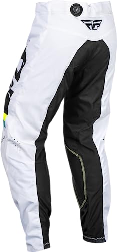 Fly Racing 2024 Adult Kinetic Prix Pants (White/Black/Hi-Vis Size 38)
