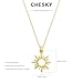 CHESKY Gold Pendant Necklaces for Women, Dainty 14k Gold Plated Sun Necklace for Women Gold Charm Choker Necklace for Women Cute Statement Necklace Sunflower Necklace Gold Jewelry for Women Gifts