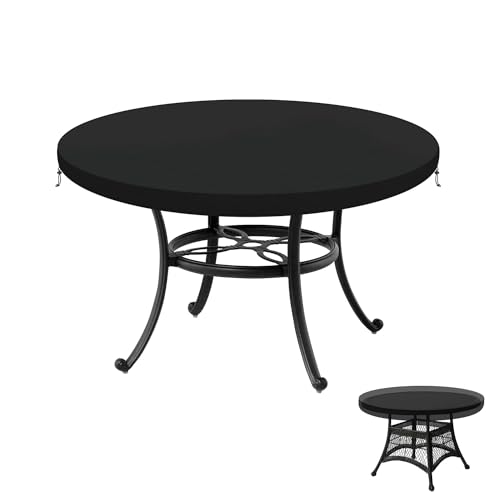 LAMUNI Tischplatte Abdeckung Outdoor Tischabdeckung Gartenmöbel Rund Tischplattenhülle Wasserdicht Schutzhülle für Gartentisch, Winterfest Wasserdicht Abdeckhaube Feuerplatte Abdeckung, 82x10cm