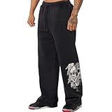 BRLETNNR Men's Graphic Sweatpants Men Gym Pants Stretchy Cotton Athletic Joggers with Pockets for Workout Training M