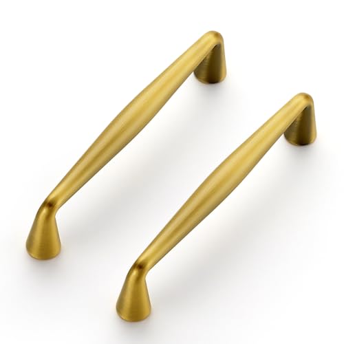 Image of Ravinte Brushed Brass Cabinet Handles Solid Handles,4 Inch,10 Pack