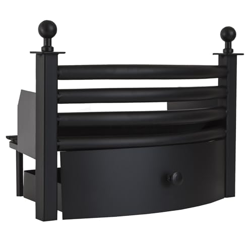 Fire Vida Laxton Solid Fuel Fireplace Grate – Cast Iron Fire Grate with Integrated Ash Pan & Fire Front – Black for Open Fires, Coal & Log Burners