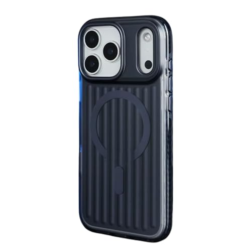 Image of TechTrendz Corrugated Magnetic Back Cover for iPhone 17 Pro Max Compatible with MagSafe, Scratch-Resistant Camera Bump Protective Shockproof Military-Grade Protection TPU Back Case (Blue)