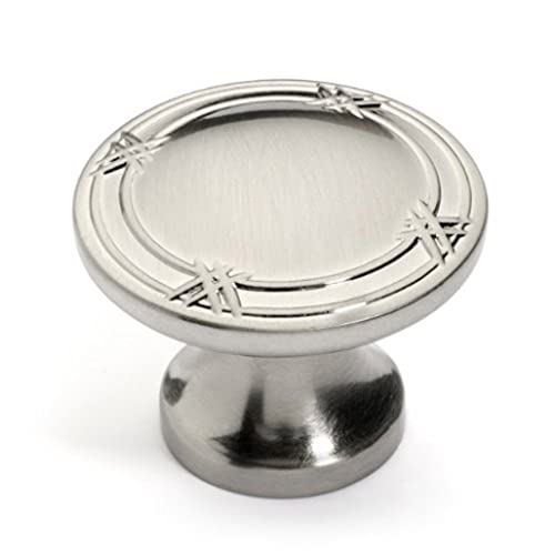 Dynasty Ribbon and Reed Cabinet Knob, Satin Nickel, 25-Pack