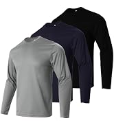 Mens Long Sleeve Shirts Quick Dry Crew Neck Sun Protection Gym Workout Athletic T-Shirt