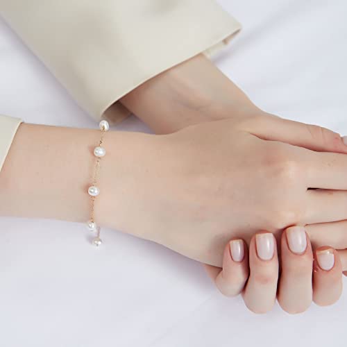 Fashion pearl bracelet with 14K gold chain and natural pearl for women3