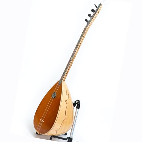 Concert Traditional Long Neck Saz, Made of Flame Maple body & Mother of Pearl Professional saz With padded case, strings & picks