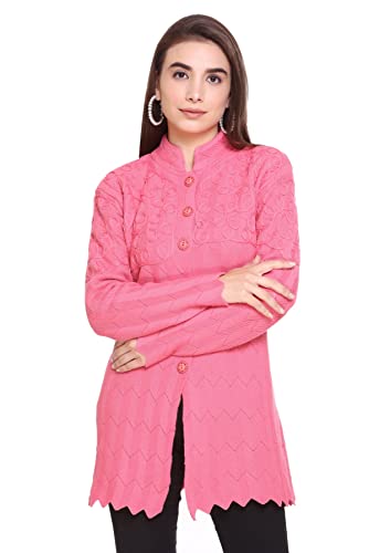 Image of Womens Full Sleeve Button Self Design Long Cardigan