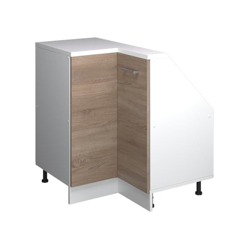 Vicco Meuble de Rangement sous Pente Armoire d'angle Rion, Sonoma/Blanc, 75.6x81.6cm avec 1 Porte