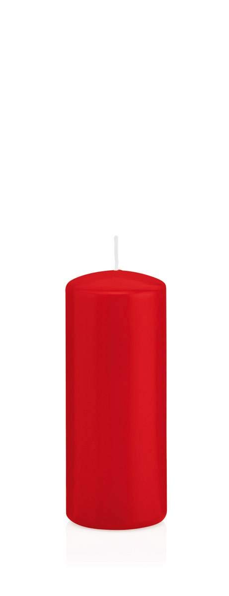 Inna-Glas Red Pillar Candle Maeva, 12Cm, Ø5cm, 28H - Made In Germany - Votive Candle