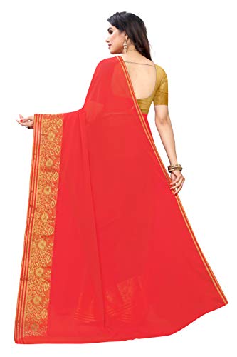 Image of AKHILAM Women's Fashion Chiffon Saree With Blouse Piece
