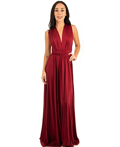 Taniri Infinity-Kleid – wandelbares Maxikleid mit mehreren Wegen – Transformer-Kleid – Brautjungfer, Brautparty, Hochzeit, Burgunder,...