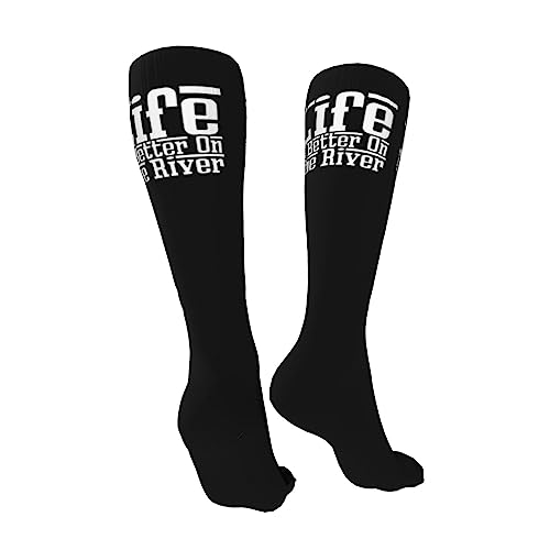 Life Is Better On The River Knee High Socks For Women Long Tube Socks Athletic Compression Socks Unisex High Socks Girls2