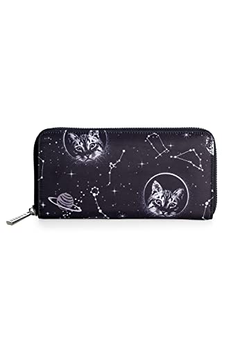 Lost Queen Space Cat Zip Around Wallet Stars Planets Clutch