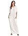 Verdusa Women's Summer Casual Loose Long Dress Short Sleeve Pocket Shift Maxi Dress White L