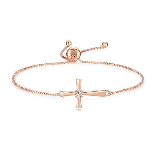 Bracelet croix argent 925 femme cordon réglable bijoux chrétiens