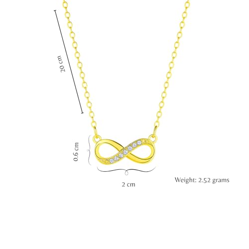 Image of Nilu's Collection Infinity Pendant Necklace with American Diamond Stones For Women| Lightweight | Anti-Tarnish | Anti- Tarnish | Office Wear