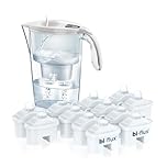 LAICA Stream Line Caraffa Filtrante - 2,3L - Bianca - Timer Digitale - 13 Filtri bi-flux Inclusi, Preserva i Sali Minerali Utili all'Organismo e Riduce Cloro e Metalli Pesanti - Made in Italy
