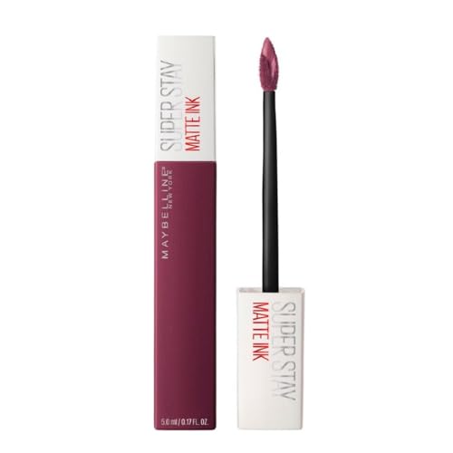 Maybelline New York - Superstay Matte Ink, Pintalabios Mate de Larga Duración, Edición Limitada Ashley Longshore, Tono 40 Believer, Color Morado