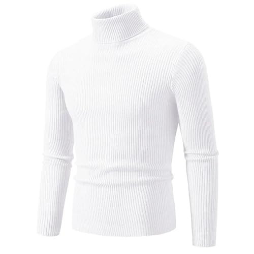 Men's Turtleneck Knitted Sweater Warm Striped Outdoor Solid Color Pullover Long Sleeve Pullover2