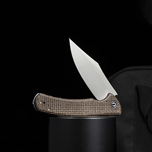 Civivi Sinisys Pocket Folding Knife C20039-2Civivi Sinisys Pocket Knife For Edc, Lightweight Utility Folding Knife 3.7-In 14C28N Blade, Burlap Micarta And Stainless Steel Handle, Multi-Function Knife C20039-2 #TOP4