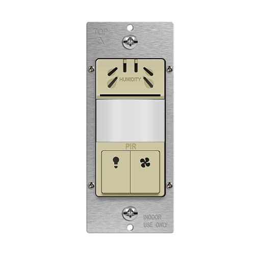 TOPGREENER Humidity Sensor Switch with PIR Lighting Motion Sensor, Neutral Wire Required, Air Moisture Detection for Ventilation Fan, Bathroom Fan Automated Control, UL Listed, TDHOS5-I, Ivory TOPGREENER Humidity Sensor Switch with PIR Lighting Motion Sensor, Neutral Wire Required, Air Moisture Detection for Ventilation Fan, Bathroom Fan Automated Control, UL Listed, TDHOS5-I, Ivory