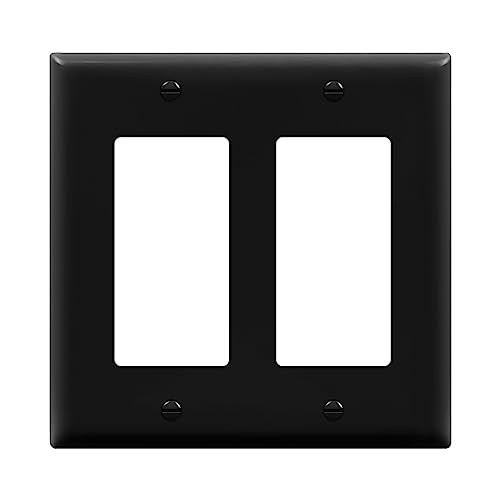 Image of ENERLITES 2-Gang Black Decorator Light Switch Outlet Wall Plate Cover