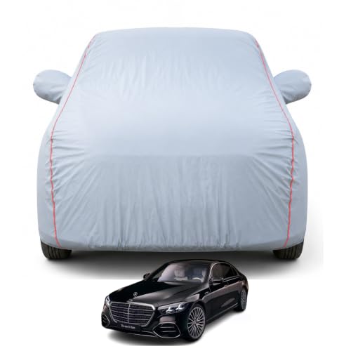 Image of Premium Car Cover for Mercedes S-Class Model | Waterproof, UV & Dust Protection | Mirror & Antenna Pocket | Triple Stitched, Soft Inner Lining, Belt & Buckle (Dark Grey)