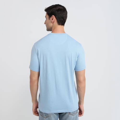 Image of Raymond Men Regular Fit Solid Pattern Pure Cotton Crew Neck Half Sleeve Casual T-Shirt