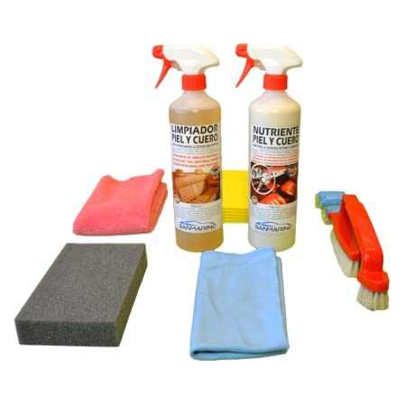 LIMPIARCOCHE.COM SANMARINO Kit Profesional Limpieza TAPICERÍAS Piel Y Cuero 750 ML.