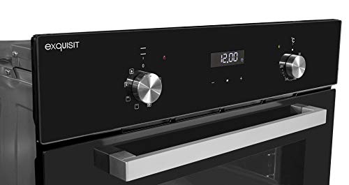 Exquisit EBE 657-2H sw Einbaubackofen | 59 L Backofenvolumen | Heißluft | Teleskopauszüge | Schwarz – Bild 4