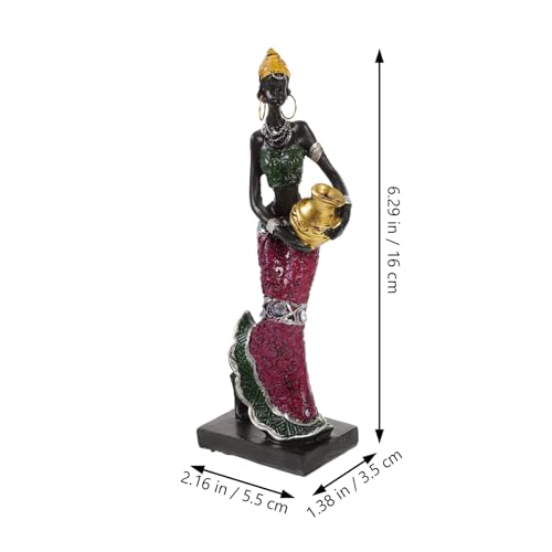 Escultura femenina africana 2 piezas arte resina miniatura 6