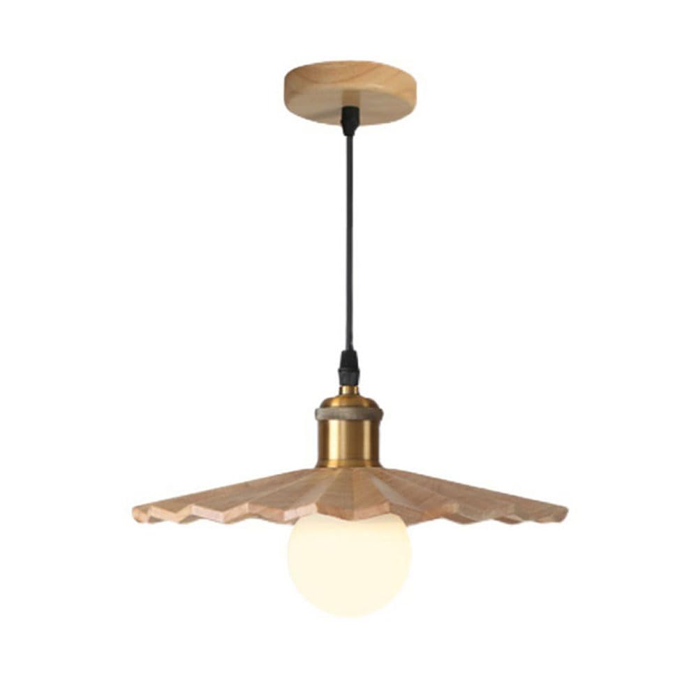 Lámpara colgante retro de madera E26 con pantalla paraguas de techo 7