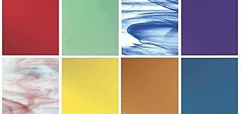 Oceanside - Wissmach 96COE Compatible Fusible Glass Pack, 8 Deluxe 6” x 6” Sheets.
