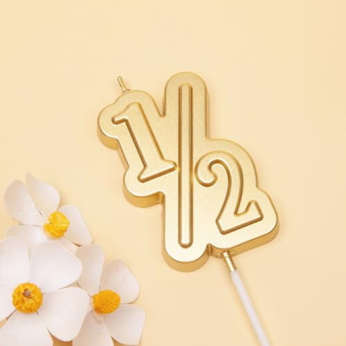 PHD CAKE 2.76 Inch Large 1/2 Gold Number Birthday Candles, Number Candles, Cake Number Candles, Party Celebration
