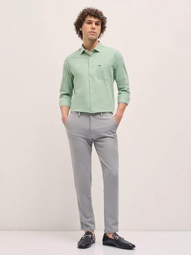 Image of THE BEAR HOUSE Men's Cotton Solid Tailored Fit Fomal Shirt