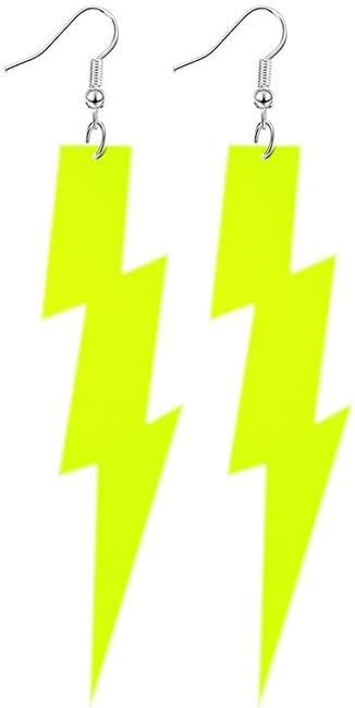 5 Pairs 80s Neon Earrings Hoop Earrings Pendant Retro Acrylic Drop Dangle Earrings Cosplay Party Costume Accessory for Women 80's Party - Image 2