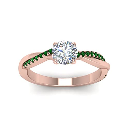 Image of 55Carat Choose Your Gemstone 18k Rose Gold Plated Infinity Twist Ring Crystal Round Shape Side Stone Wedding Valentine Wear Promise Ring with Pave Setting for Women Size US 4 to 12