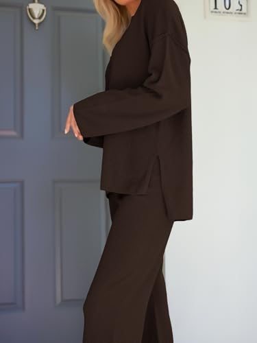 Image of LILLUSORY Women's 2 Piece Lounge Sets Oversized Slouchy Matching Cozy Knit Sets