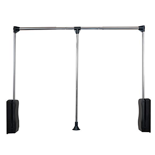Modket Pull Down Wardrobe Closet Rod Lift Rail Organizer Storage System Closet Hanger Rod for Hanging Clothes Space Saving Aluminum Adjustable (35-47 Inches)