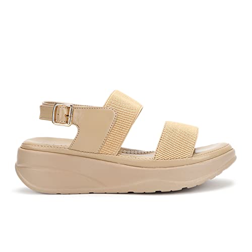 Image of Marc Loire Women Smart Casual Platform Heel Fashion Sandal with Adjustable Strap